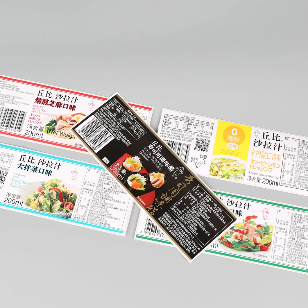 Custom High Quality Art Paper Bright Film Salad Dressing / Jam Packaging Label Sticker